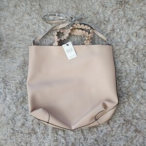 Jules Kae Vegan Leather Braided‎ Handle Tote In Nude